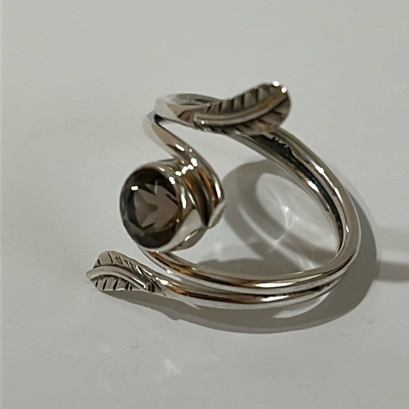 SOLID 925 STERLING SILVER SMOKEY QUARTZ GEMSTONE RING SIZE 6.75 - Picture 5 of 5